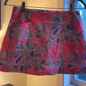 Lilly pulitzer pink palm tree skirt with Pockets!